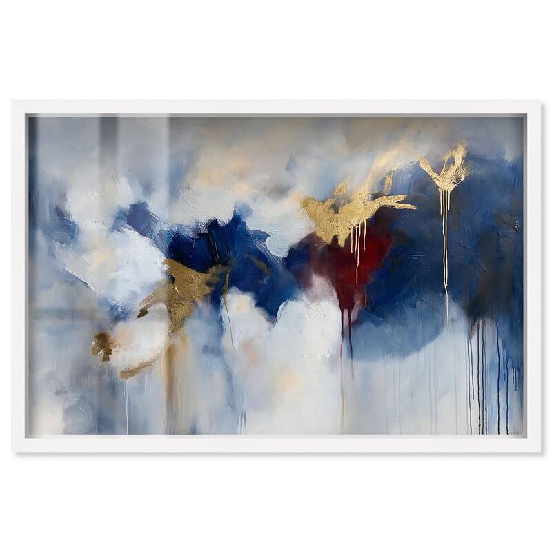 Eclipse of Gold and Blue Shadowbox by Art Remedy - White - 15" x 10"