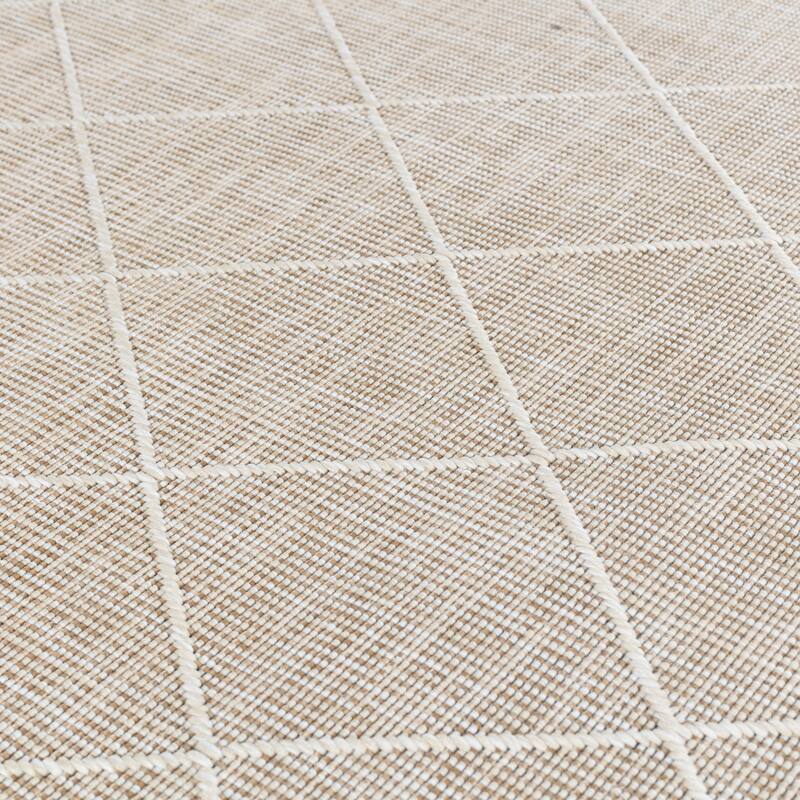 Larissa Collection Geometric Cream/White Indoor/Outdoor Area Rug