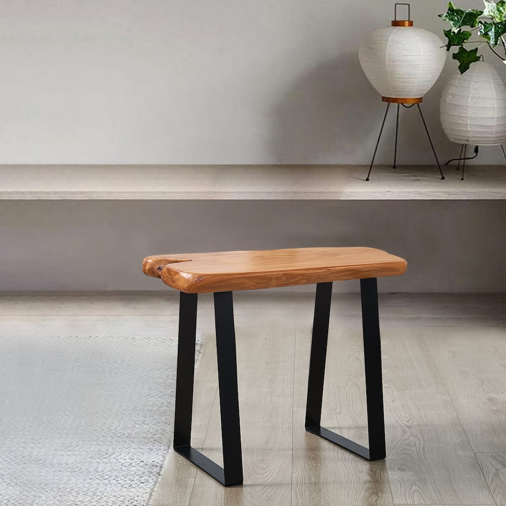 Cedar Root Live Edge Natural Stool with 2 Flat Iron Table Legs - 20" x 12"x 17.6"