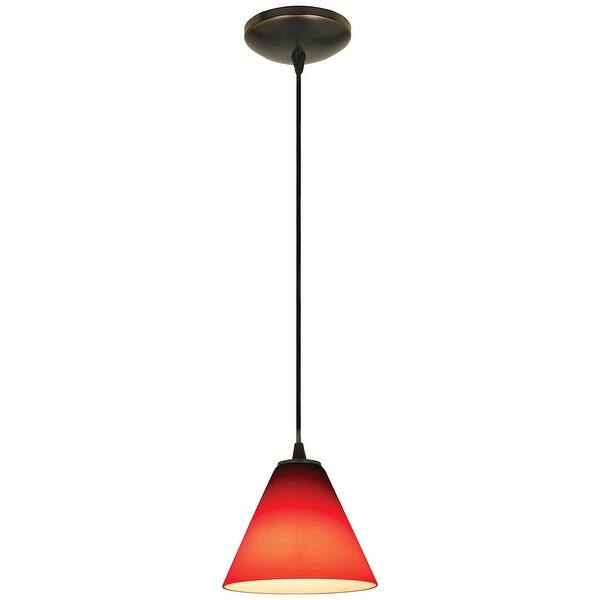 slide 2 of 6, Access Lighting Martini - Glass Pendant - Cord - Oil Rubbed Bronze Finish - Red Glass Shade Red