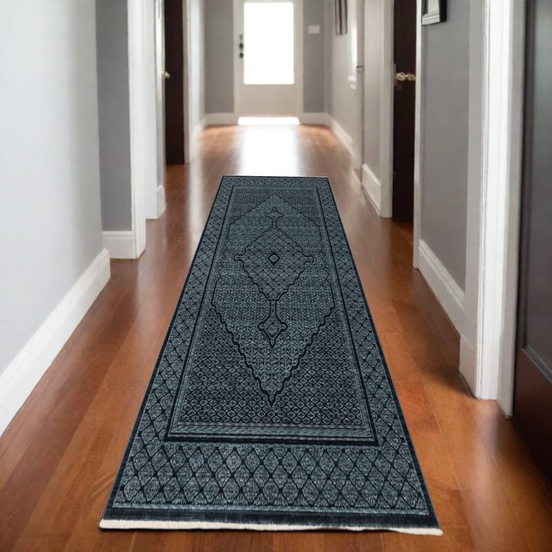 HomeRoots Medallion Traditional Runner Area Rug - 92.52 in. x 26.77 in.  x 0.32 in.