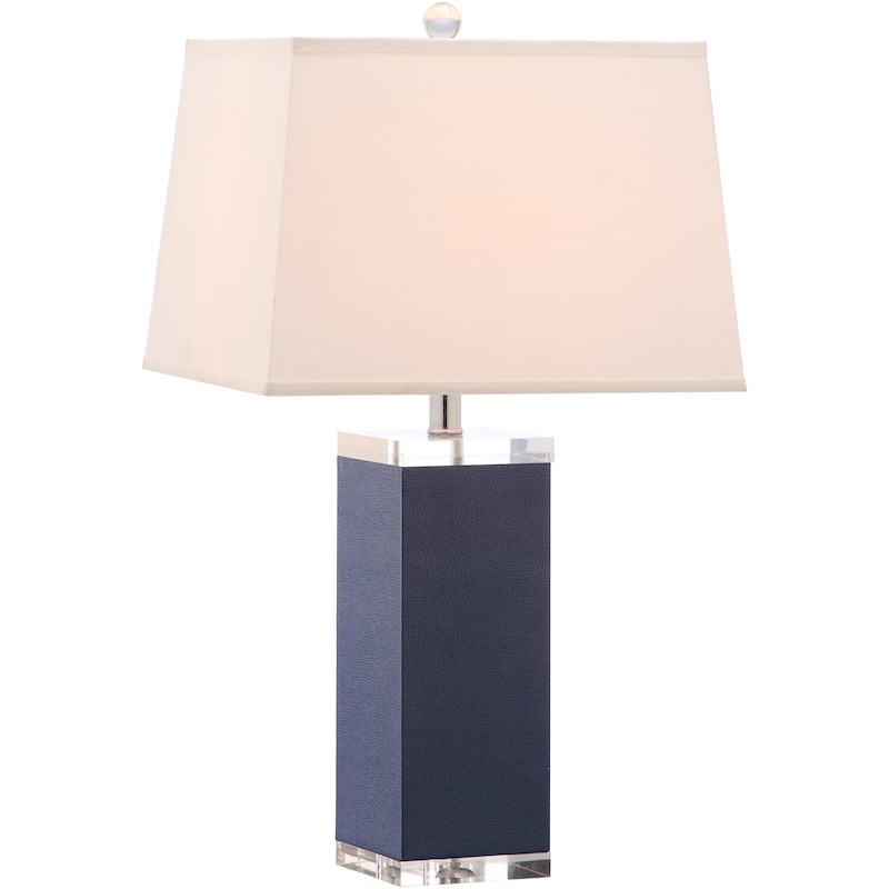 SAFAVIEH Lighting Buffy 27 Inch Navy Deco Leather Table Lamp (Set of 2)