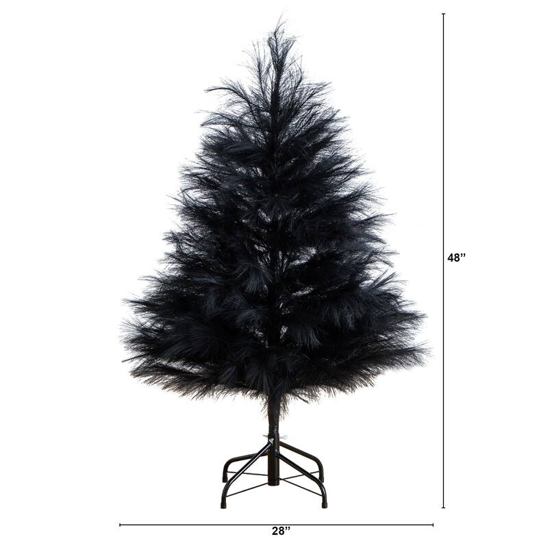 Pampas Grass Artificial Halloween Tree - 4' - Black
