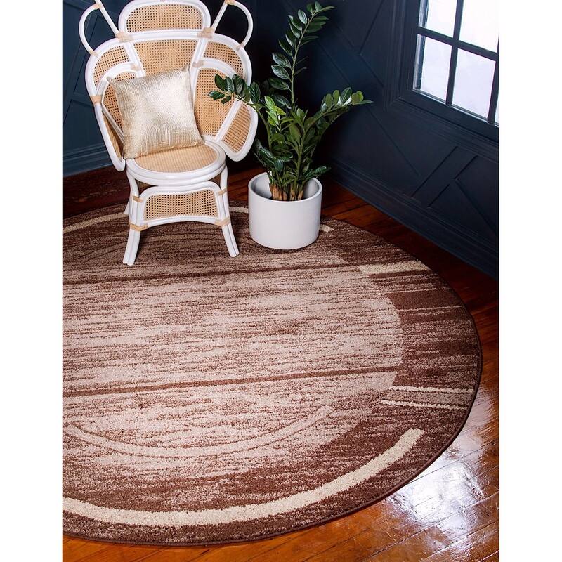 Contemporary Beallara Collection Area Rug - 8' Round - Brown