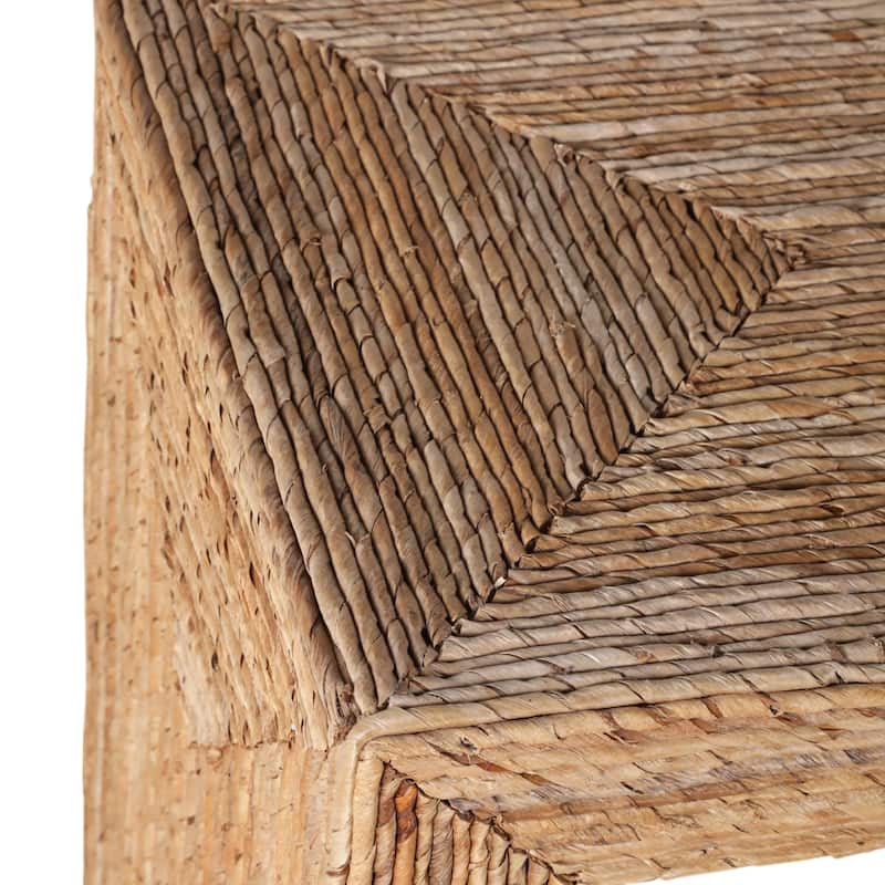 Handcrafted Woven Console Table with Side Tables - 55", Brown & Tan - 55.0"