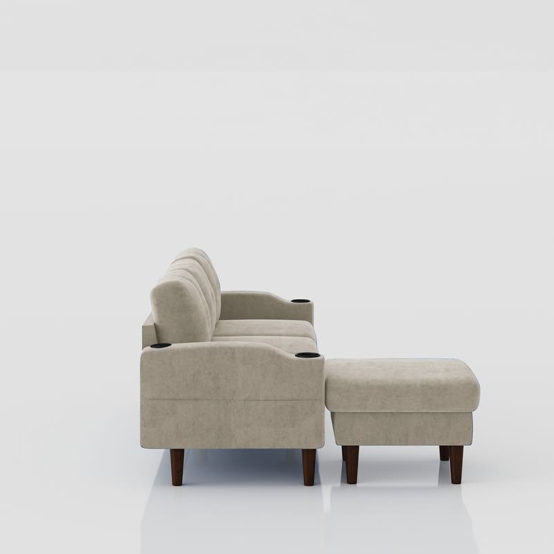 Modern Convertible L-Shaped Sectional Sofa with Storage Footstool for Home Office