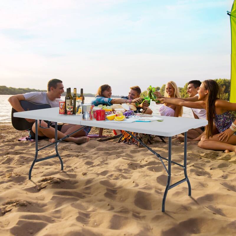 Patio Dining Table Bi-Folding Portable Table Lightweight Foldable Large Camping Table for Indoor Outdoor Picnic Backyard