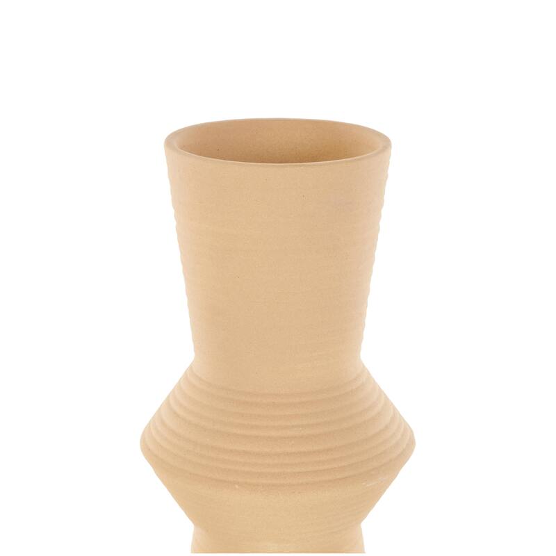 Ceramic Abstract Ribbed Cone Shaped Decorative Vase - Set of 2 Brown or White - Roche River Decor