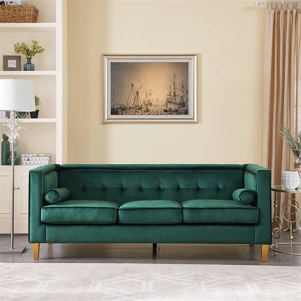 Audrey Sofa for Living Room, Mid Century Sofa, Tufted Cushion, Solid