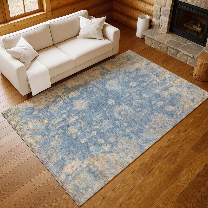 Machine Washable Indoor/ Outdoor Vintage Traditional Chantille Rug