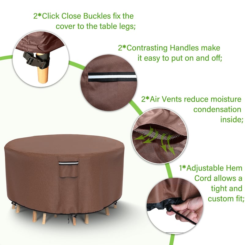 600D Heavy Materials Outdoor Round Patio Furniture Waterproof Anti-Fading Furniture Cover
