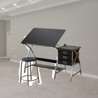 Multi-Functional Drafting Desk with Adjustable Desktop, Storage Drawers ...