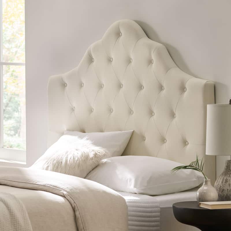 Queen Size Tufted Upholstered Headboard with Adjustable Height and Metal Legs, Modern Button Design