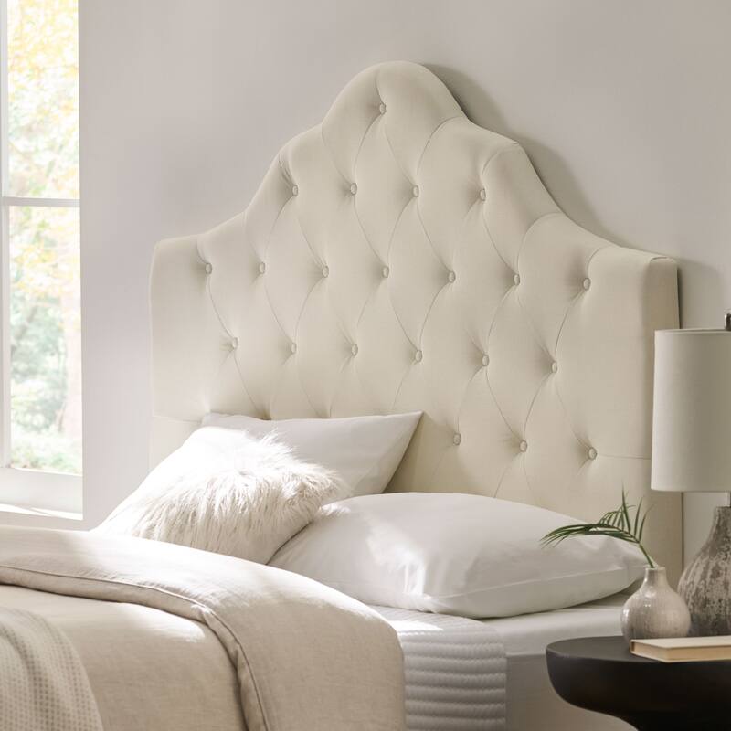 Tufted Upholstered Headboard Queen Size, Solid Wood Head Board with Durable Metal Legs