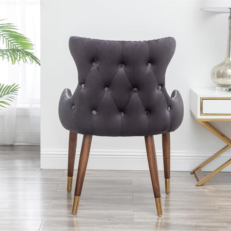 Contemporary Velvet Upholstered Nailhead Trim Accent Chair