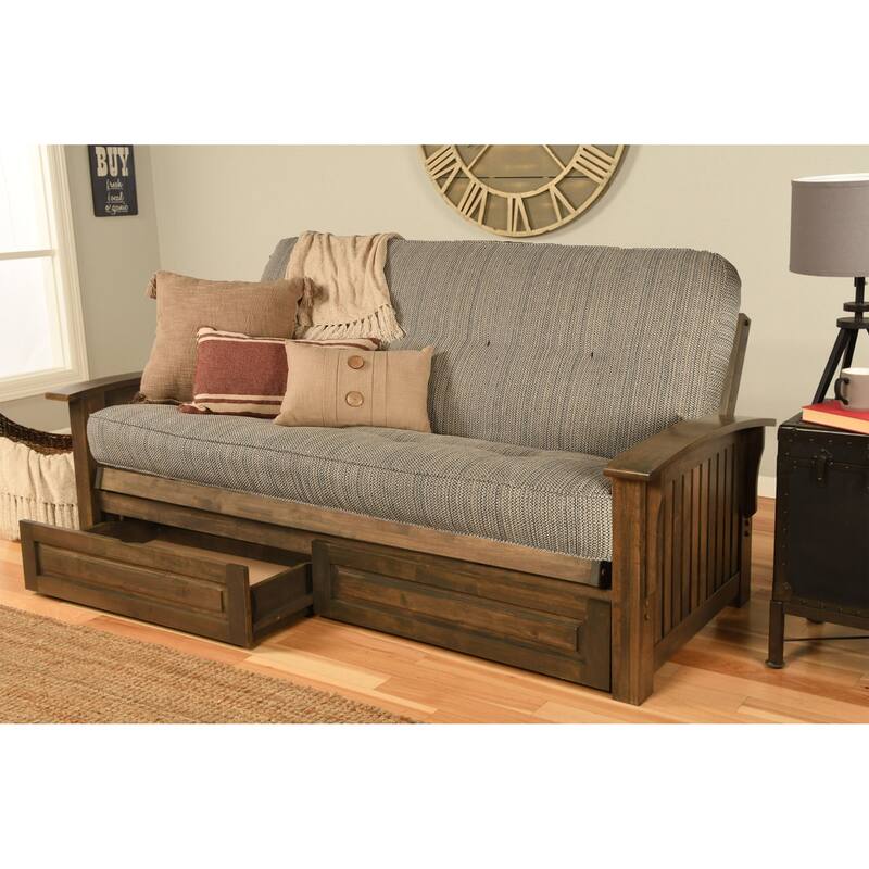 Somette Washington Full-size Futon Frame Includes Storage Drawers and Mattress