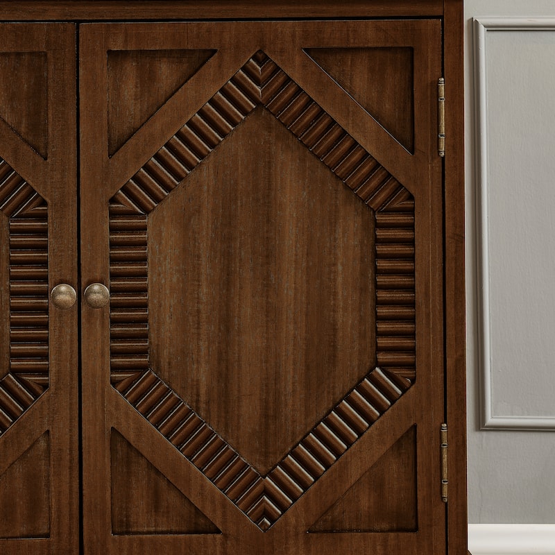 Vintage-Inspired 33.6" Geometric Sideboard – Symmetrical Storage Cabinet for Multi-Room Use‌