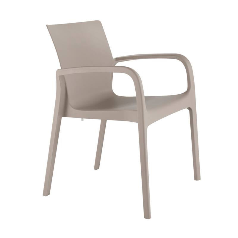 HomeRoots Set of Two Taupe Heavy Duty Plastic Outdoor Stacking Dining Chairs