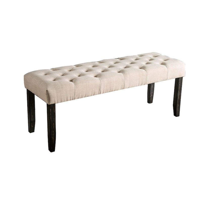 Fabric and Wood Dining Bench