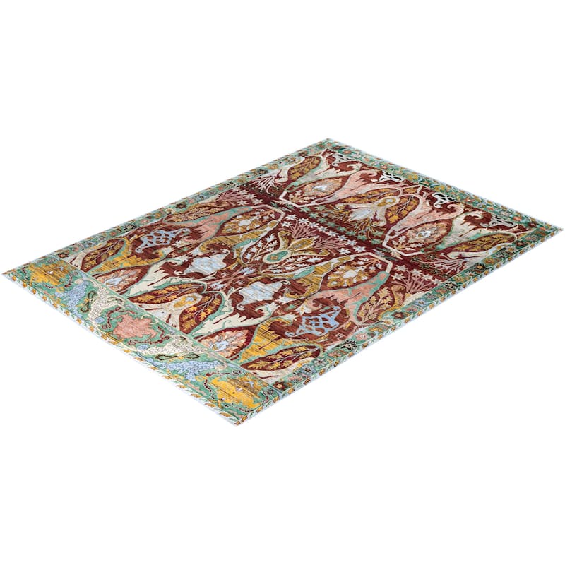 Ikat One-of-a-Kind Hand-Knotted Area Rug, Red - 9' 1" x 12' 4"
