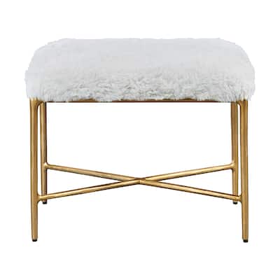 Uttermost Charmed Sheepskin Small Bench - 24"W x 19"H x 16"D