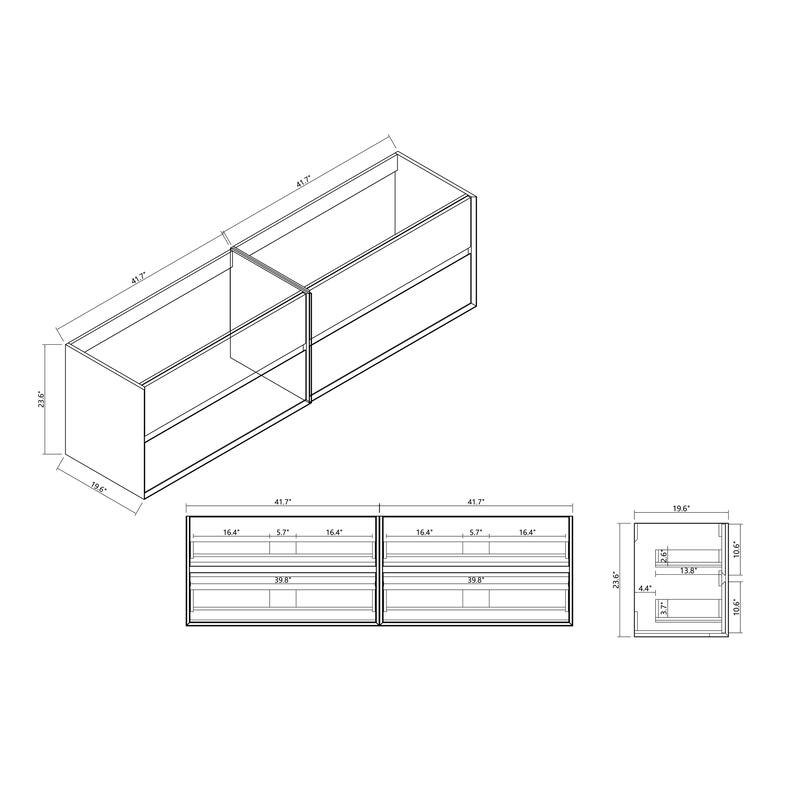 Selina 84" Wall Mounted Vanity with Double Sink - 84