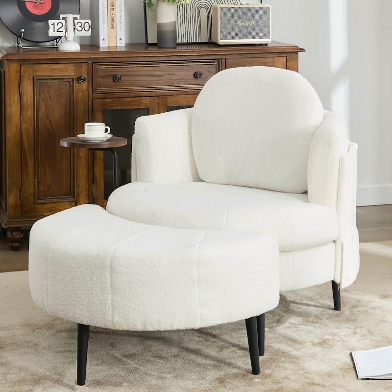 Lamb Velvet Sofa Chair with Footstool