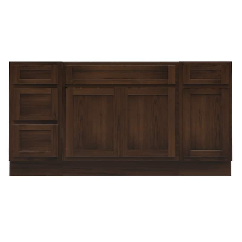 Vanity Art 66" Oak Freestanding Bathroom Vanity Cabinet without Top