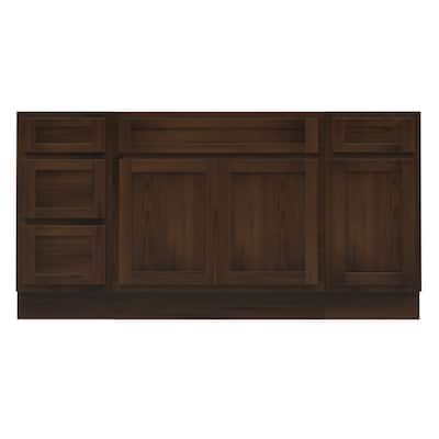 Vanity Art 66" Oak Freestanding Bathroom Vanity Cabinet without Top