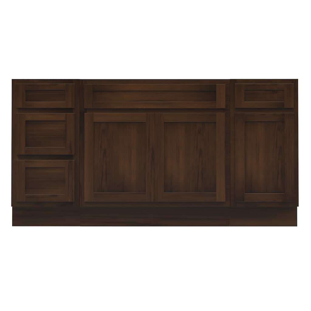 Vanity Art 66" Oak Freestanding Bathroom Vanity Cabinet without Top