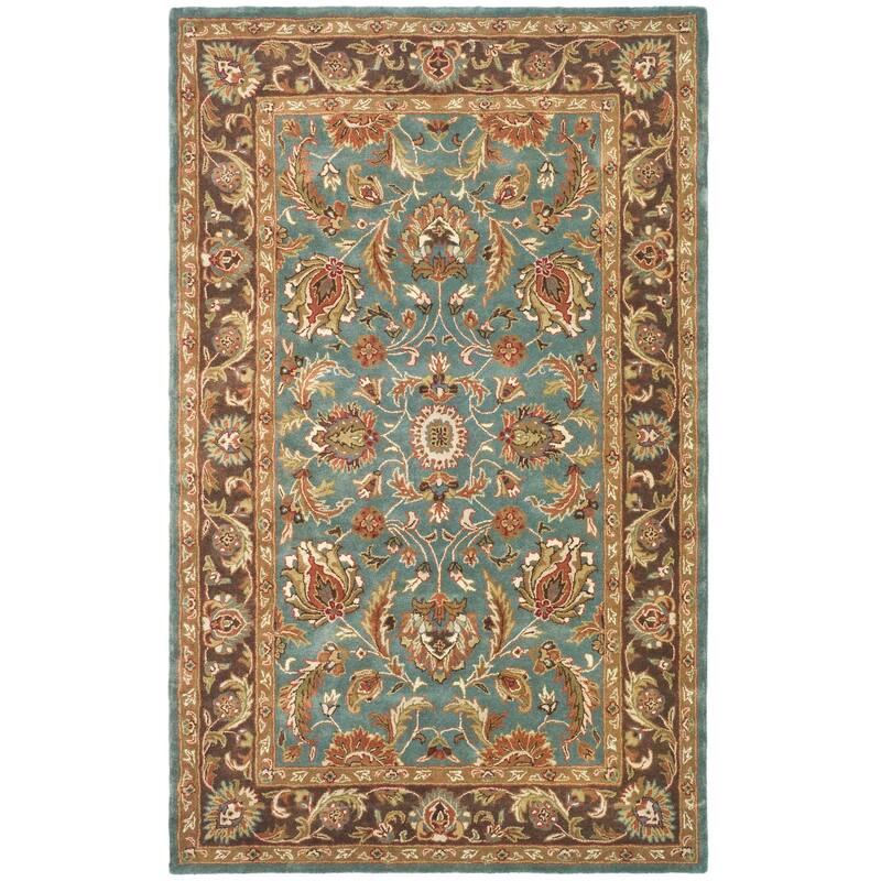 SAFAVIEH Handmade Heritage Full Bloom Traditional Oriental Wool Rug - 5' x 8' - Blue/Brown