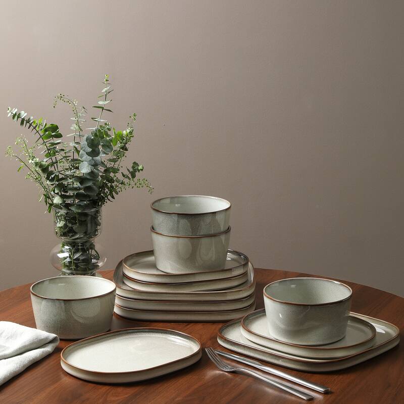 Stone Lain Cairo Stoneware Dinnerware Set - Grey - 12 Piece