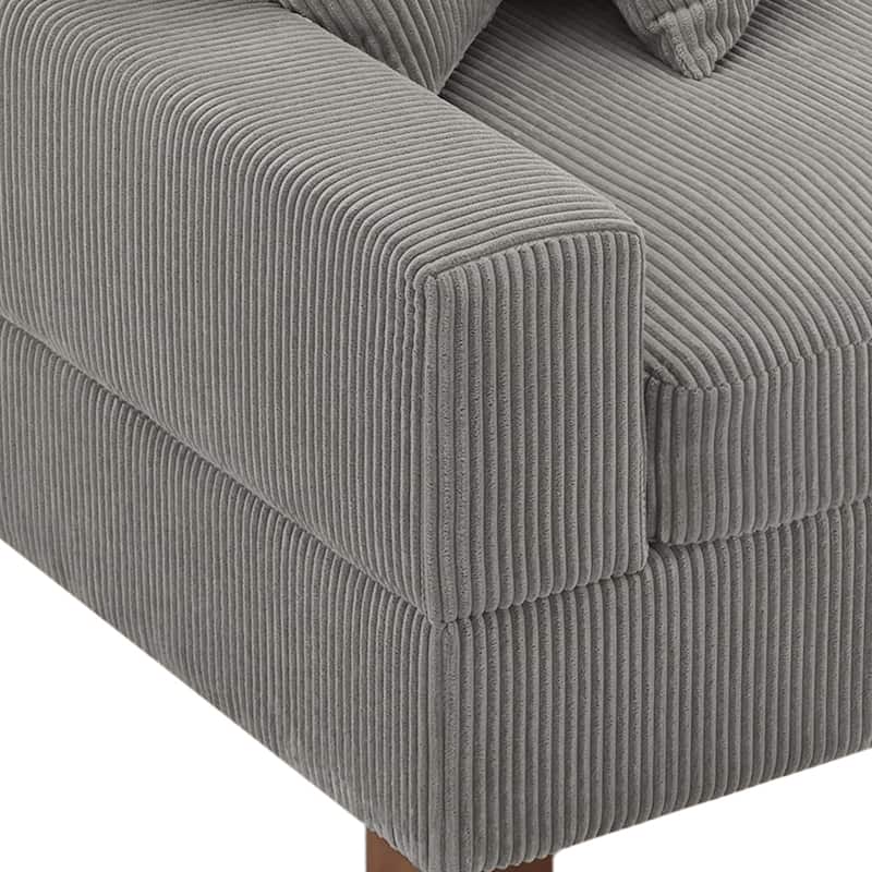 Upholstered Corduroy Modular Sectional Sofa with 2 throw pillows