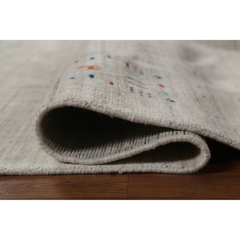 Hand Knotted Oriental 100% Wool Carpet Tribal Tribal Beige & Ivories Gabbeh Area Rug - 9' 11'' X 8' 1''