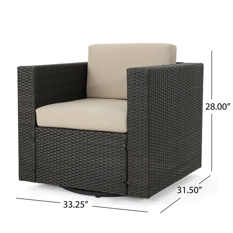 Puerta Outdoor Cushioned Swivel Club Chair (Set of 2) by Christopher Knight Home