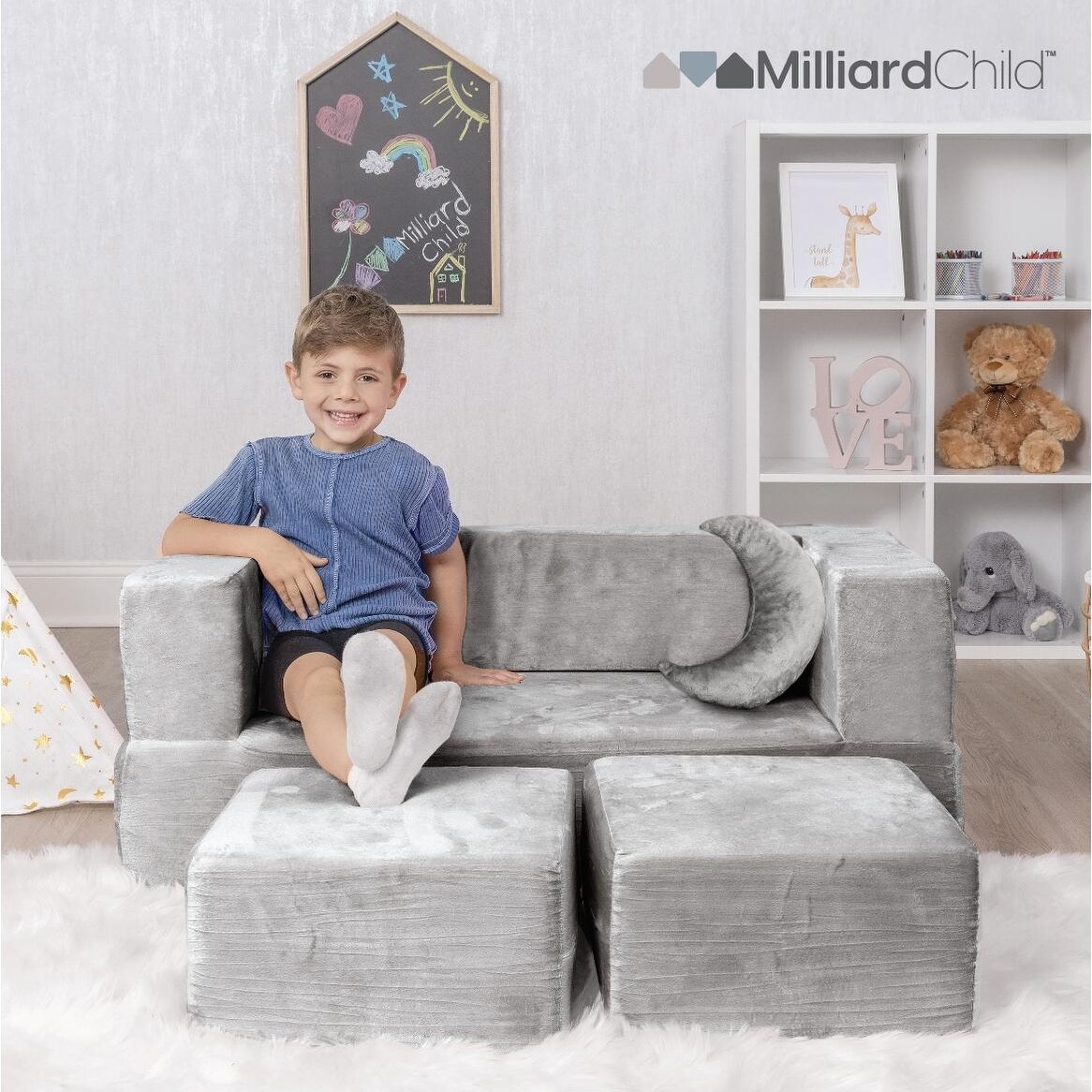 Grey kids sofa shop
