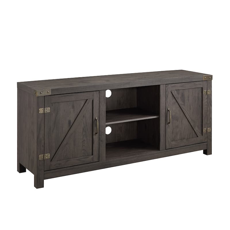 Stylish Barn Door 3-Shelf TV Stand for TVs Up to 65" - Features Metal Accents and Adjustable Storage