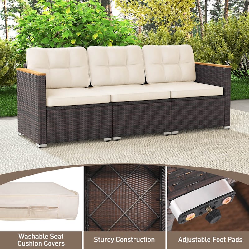 Costway 3-Seat Patio Couch Sofa PE Rattan Wicker Outdoor Loveseat - See Details