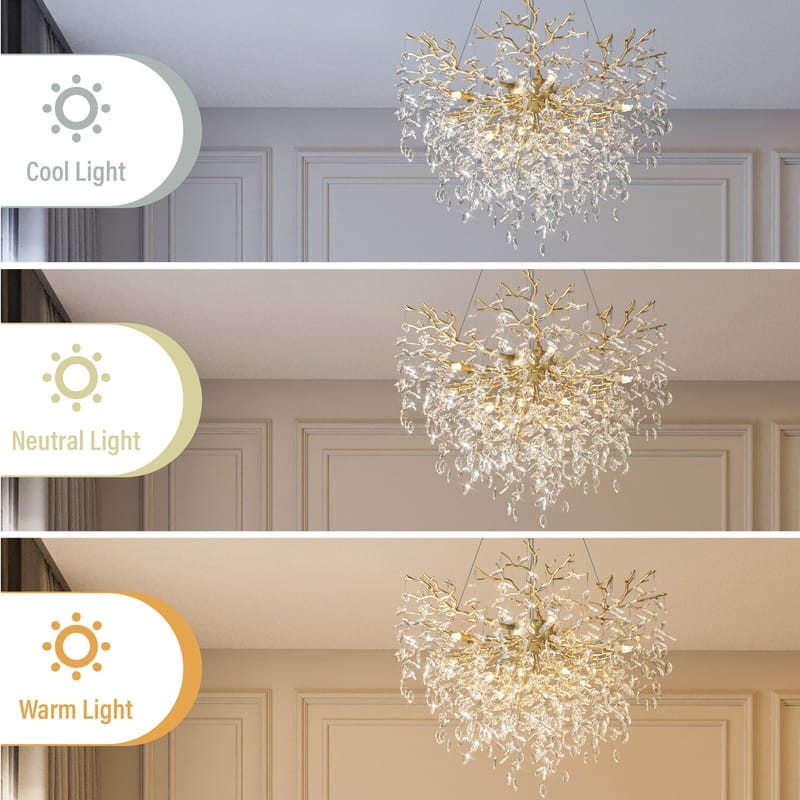 Modern Round Branch Crystal Chandelier, 600-1200mm Diameter, Marquise Cut Crystal Pendant Light