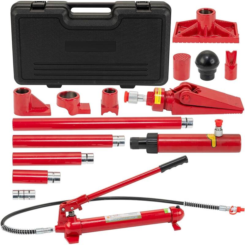 Power Hydraulic Jack Kit, Auto Body Frame Repair Kit, Storage Case, Large Capacity - 12T-4.6FT-26455 Lbs