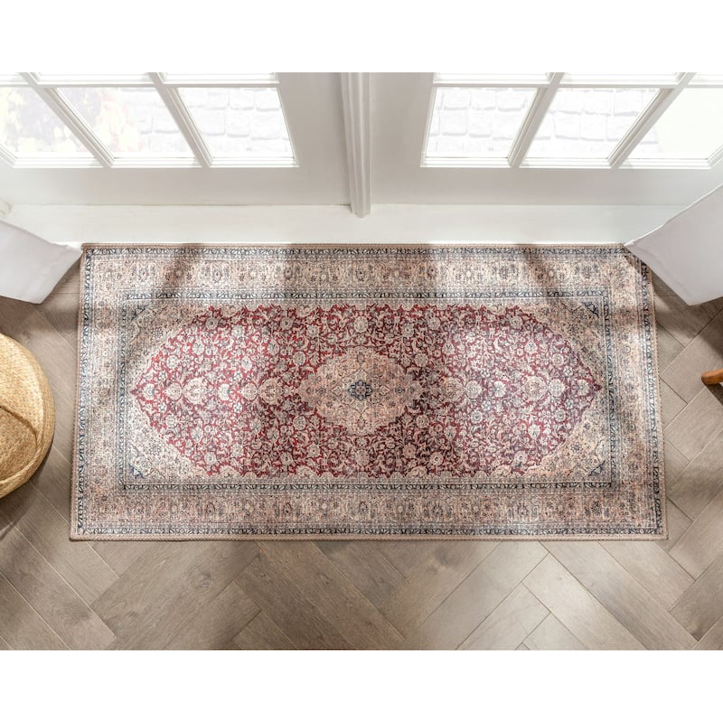 Well Woven Lotus Tonti Vintage Medallion Oriental Washable Area Rug