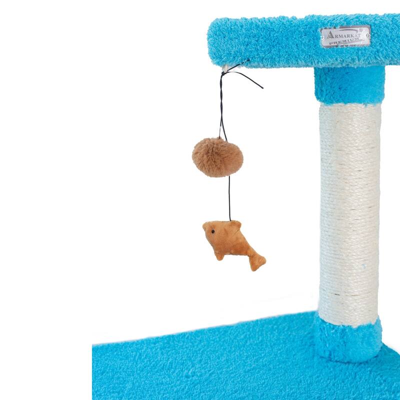 Real Wood Cat Climber, Cat Jungle Tree With Platforms, Skyblue