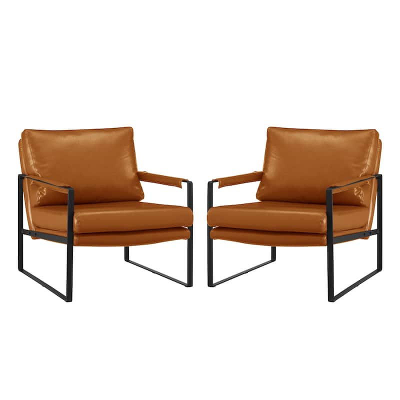 Art Leon Modern Faux Leather Accent Chairs Set of 2