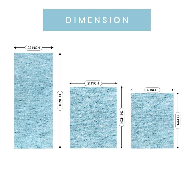 Home Weavers Cloud Comfort 100% Microfiber Bath Rug Set, Water Absorbent Soft Microfiber Shaggy Mat Machine Washable - 3Pc Set