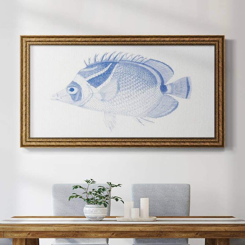 Blue & White Tropical Fish IV Premium Framed Canvas- Ready to Hang