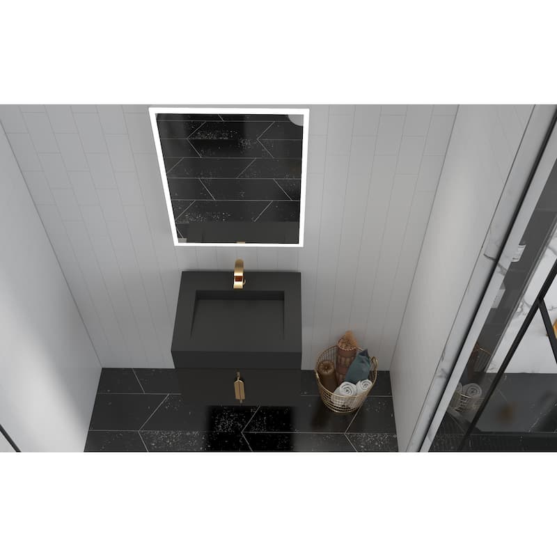 Nile 24-Inch Wall Mounted Bathroom Vanity Set w/ Black Top