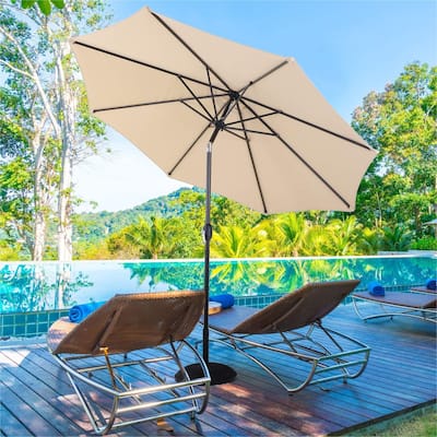 Sophia & William 9ft Outdoor Patio Umbrella with Push-button Tilt, Market Umbrella with 8 Ribs