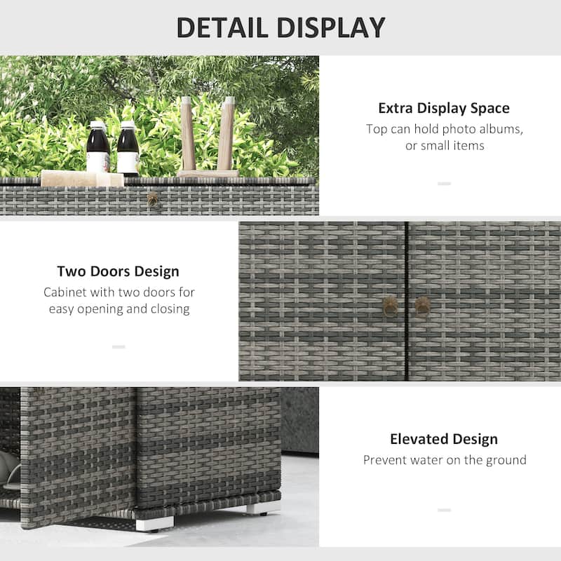 Outsunny Outdoor Towel Rack & Pool Toy Cabinet, Hot Tub Accessory Storage, Freestanding PE Rattan Wicker Cabinet