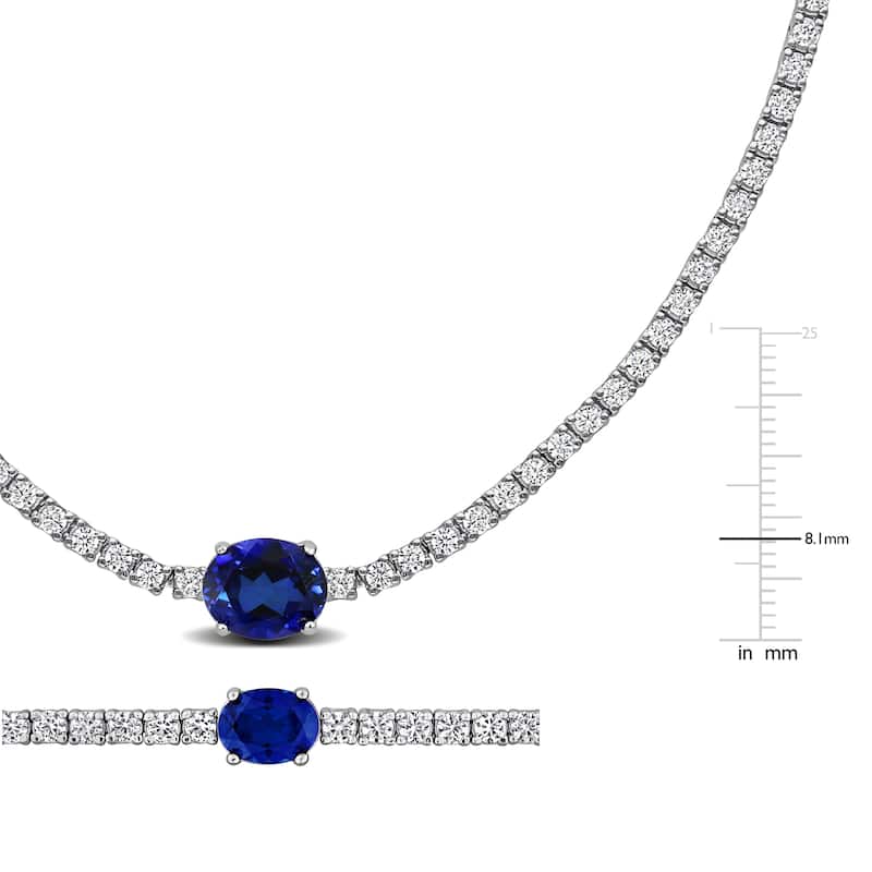 Miadora Sterling Silver Created Gemstone Necklace and Bracelet Set