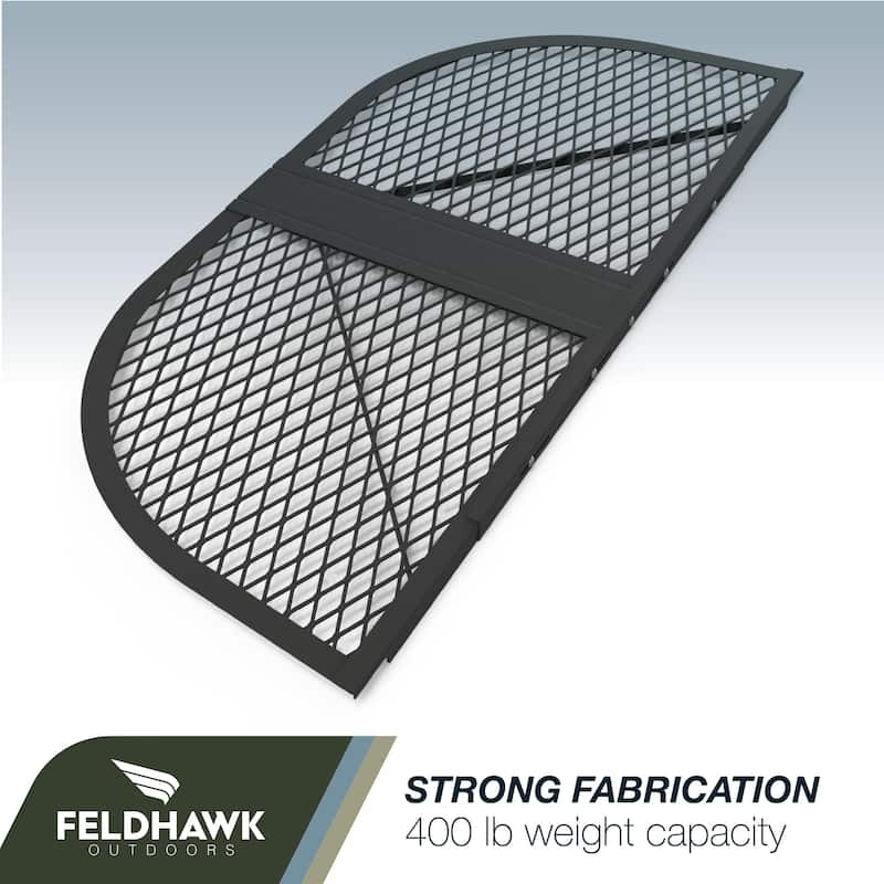 26" x 58" Window Well Cover Powder Coat Black Mesh Steel Well Cover D - Shaped Egress Covering Semi-universal fit.